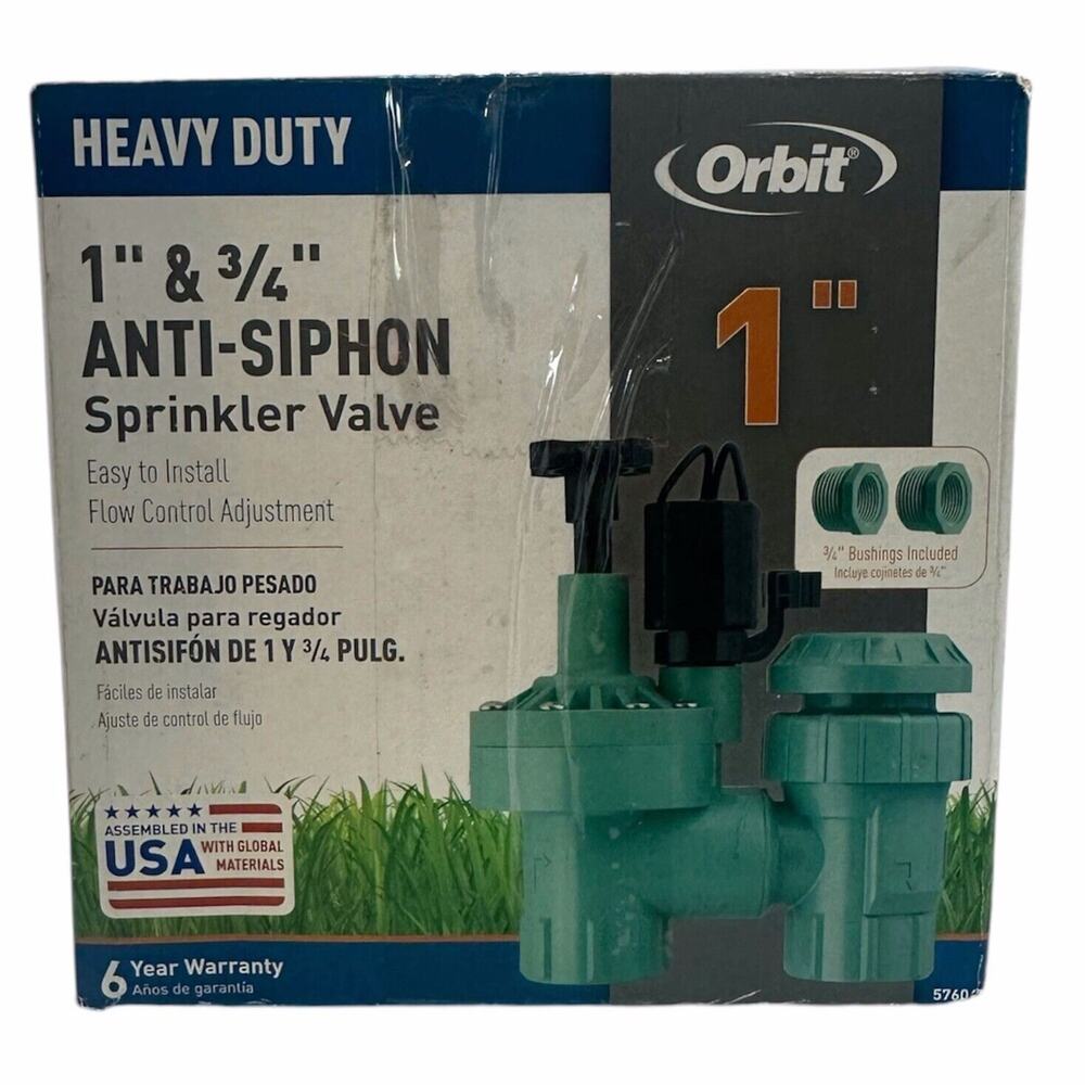 Orbit Heavy Duty Anti-Siphon Sprinkler Valve 1" & 3/4" 57604 Universal New Open